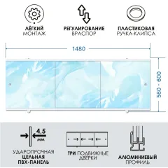 Экран для ванны МЕТАКАМ премиум А 1,5 м голубой