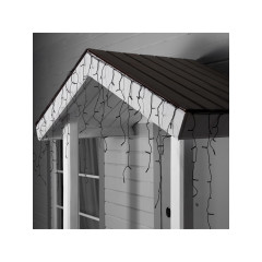 Гирлянда LUAZON LIGHTING Бахрома 3х0,6м темная нить, 100 LED свечение белое с мерцанием 24В (9891720)