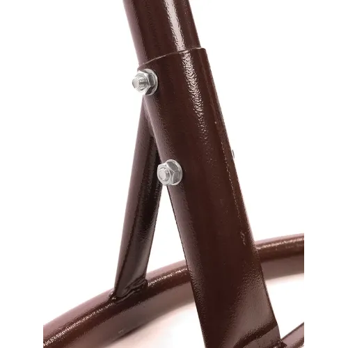 Кресло подвесное с ротангом Капля коричневое с красной подушкой