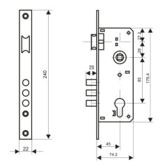 Замок врезной с руч. АЛЛЮР 0221 (медь) (12448)