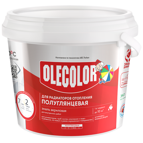 Эмаль для радиаторов OLECOLOR полуглянцевая акриловая 0,5 кг