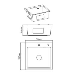Мойка нерж. врезная DIADONNA 50х50, серый графит, DS5050B (507954)