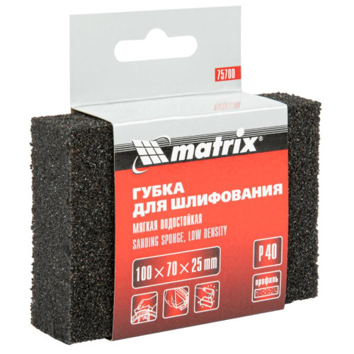 Губка абразивная MATRIX 100х70х25мм P40 (75700)