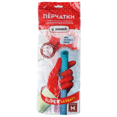 Перчатки латекс Komfi Сверхпрочные бело-красные M