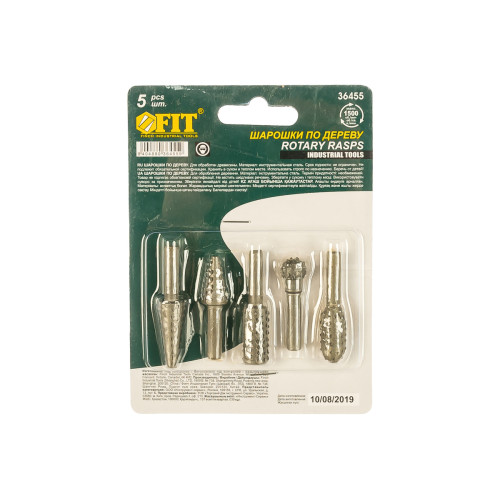 Шарошки абразивные FIT по дереву, 5 шт (36455)
