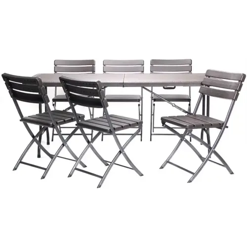 Мебель садовая Green Days Большая семья 180*75*72см стол+6 стульев до 100кг, коричнев MZK-180+YC-043 (281549)