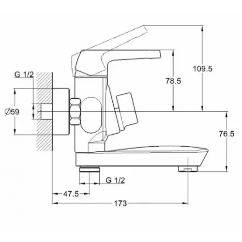 Смеситель для ванны G-LAUF LEF3-A232, короткий излив