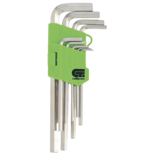 Набор ключей шестигранных СИБРТЕХ HEX 9шт удлиненные (1,5-10мм) (12318)