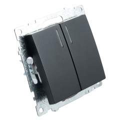 Выключатель 2-кл Катрин с подсветкой черный GLS10-7102-05