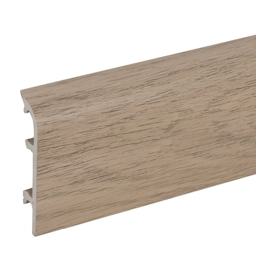 Плинтус вспененный КлассикСофт с кабельканалом 80мм 2,2м / Дуб мокка 204