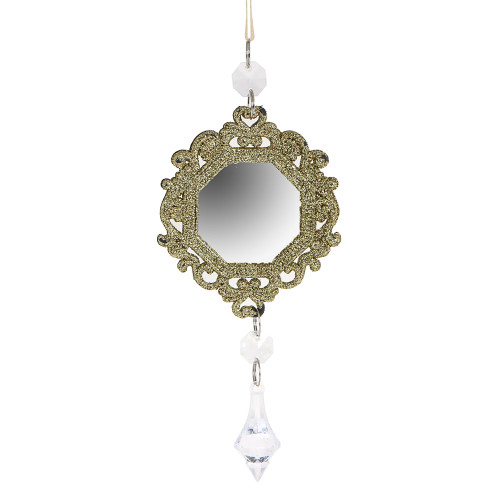 Подвеска СНОУ БУМ (376-716) зеркальная в рамке с бусами 27см, пластик, 6 дизайнов