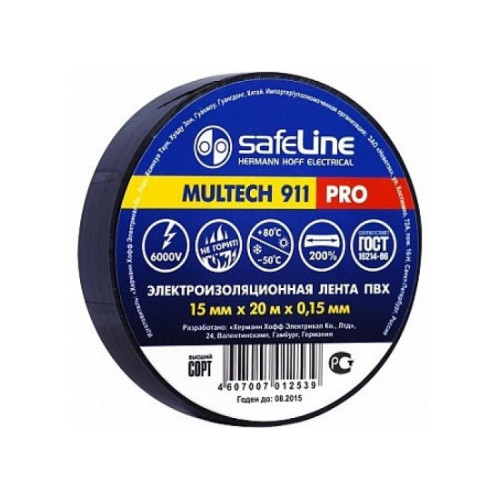 Изолента ПВХ 15мм х 20м черная SAFELINE (18728)
