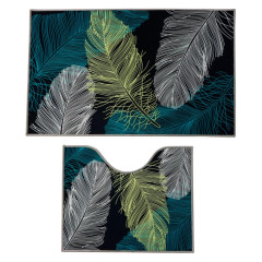 Набор ковриков для ванной и туалета 2шт ДОЛЯНА 50х80см+50х40см Перышки (6997789)