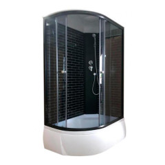 Душевая кабина ДАНА 120х80х215см выс. поддон, заднее стекло чёрные кирпичики, правая 24K R (3кор.)