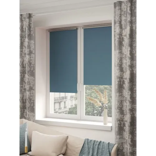 Рулонные жалюзи Блэкаут сильвер 47*175 цвет синий