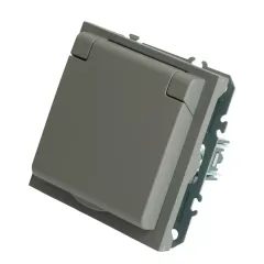 Розетка 2P+E ЭМИЛИ защ.шторки с крышкой платин-сер RST16-5112-10