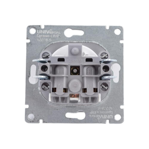 Розетка 2P+Е Universal Афина 16А серебро А0028-S