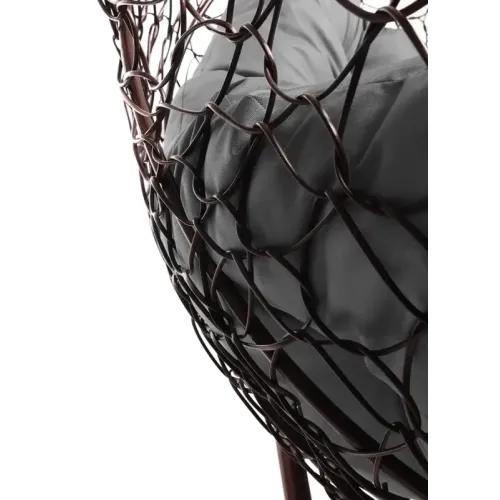 Кресло подвесное с ротангом ДЛЯ ДВОИХ коричневое с серой подушкой