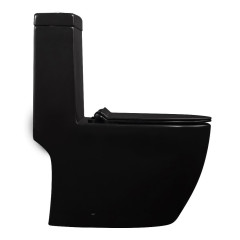 Унитаз-монолит EVA GOLD 5005BM чёрный матовый, тонкое сиденье ДП, безободковый, с гофрой и гибкой подводкой