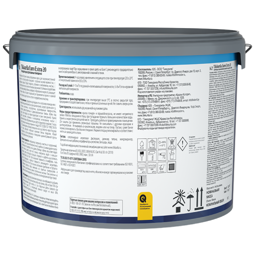 Краска в/д Тиккурила EURO EXTRA-20 Моющаяся для влажных помещений 9 л