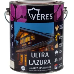 Декоративная пропитка для дерева Veres Ultra Lazura №12 Белый 2,7 л