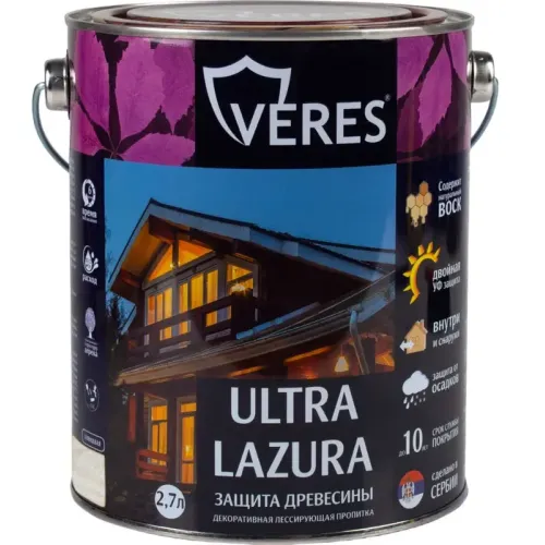 Декоративная пропитка для дерева Veres Ultra Lazura №12 Белый 2,7 л