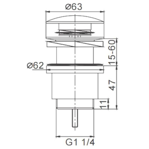 Донный клапан для раковины FRAP F62-9 оружейная сталь