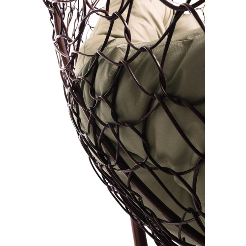 Кресло подвесное с ротангом ДЛЯ ДВОИХ коричневое с какао подушкой