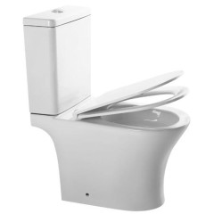 Унитаз-компакт EVA GOLD EG301T тонкое сиденье ДП, безободковый, гориз. вып., круговой смыв