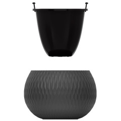 Горшок для цветов Жемчужина 9,7л со вставкой 4л графит М 8916 (276885)