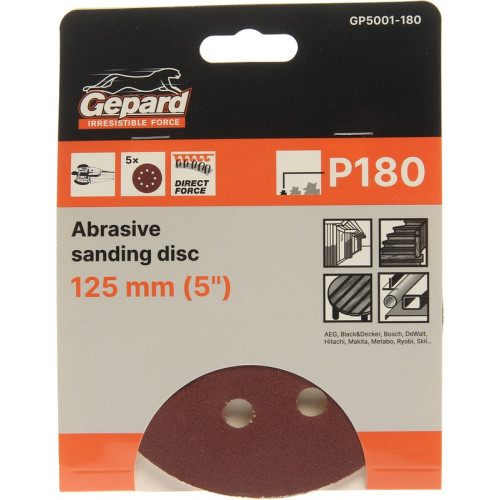 Круг шлиф. GEPARD перф. 125мм Р180 5шт (GP5001-180)
