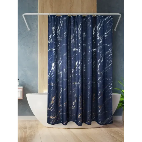 Шторка для ванной MARBLE полиэстер 180x200cм синий (891262)