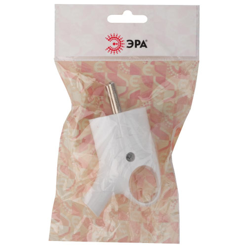 Вилка 2P+E ЭРА  Vx4-W 16А белая угловая с кольцом (698548)