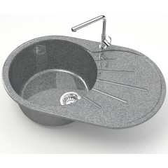 Мойка комп. глянц. MARRBAXX овальная Касандра Z110/Q8 730х450х215мм, тёмно серая, сифон