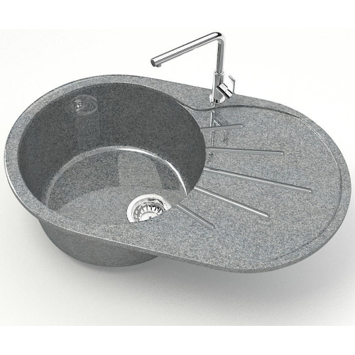 Мойка комп. глянц. MARRBAXX овальная Касандра Z110/Q8 730х450х215мм, тёмно серая, сифон