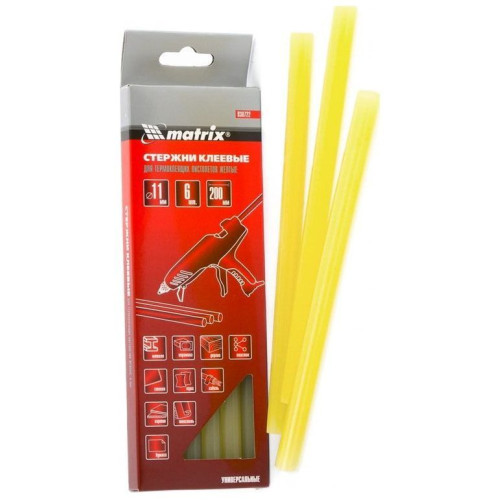 Стержни клеевые MATRIX 11 мм, 6 шт, желтые (930722)
