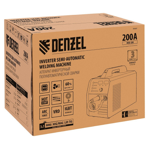 Аппарат сварочный  п/а DENZEL IMIG-200 (94361) (*20)