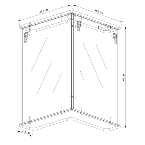 Шкаф с зеркалом угловое EVA GOLD 65 