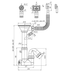 Сифон для мойки АНИПЛАСТ F1045S 3 1/2''х40 с переливом, прямоточный