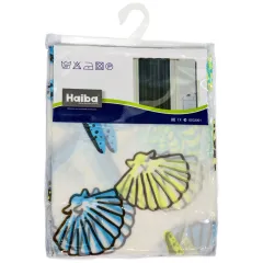 Шторка для ванной HAIBA HB75061 180x180cм 12 колец, белые ракушки (812671)