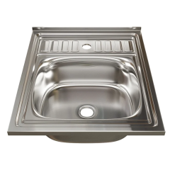 Мойка нерж. накладная Эконом 60х50 см, глуб. 13см, тол. 0,4мм (без сифона)