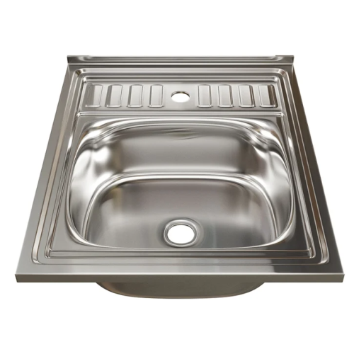 Мойка нерж. накладная Эконом 60х50 см, глуб. 13см, тол. 0,4мм (без сифона)