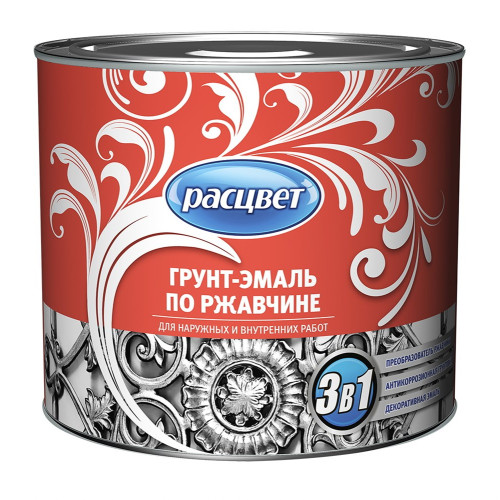 Грунт-эмаль РАСЦВЕТ по ржавчине алкидная чёрная 1,9 кг