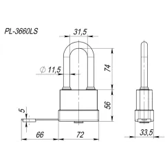 Замок навесной FUARO PL-3660 LS (26409)