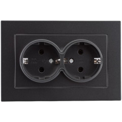 Розетка 2-ая 2P+E Universal Афина 16А в сборе графит A0128-Gr