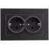 Розетка 2-ая 2P+E Universal Афина 16А в сборе графит A0128-Gr