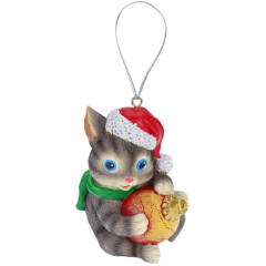 Украшение ёлочное Котик с шариком 7см полирезина (8\3541)