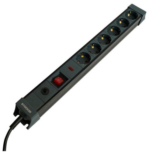 Фильтр сетевой Stekker 6 роз. 16A 5м черный HM22-61-05 Techno 50161