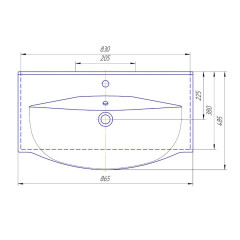 Умывальник мебельный 85 Элвис с отв., белый