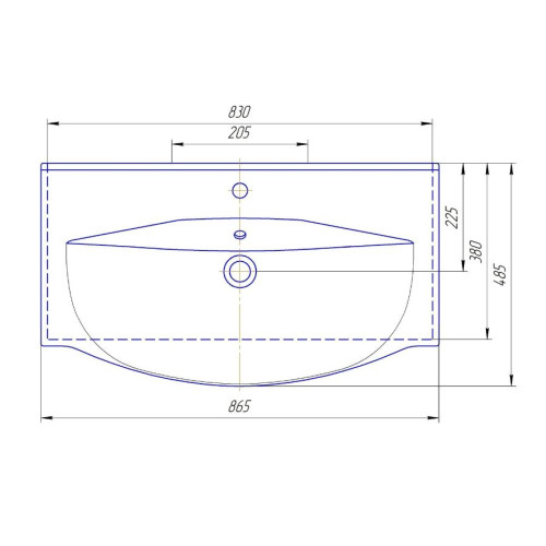Умывальник мебельный 85 Элвис с отв., белый